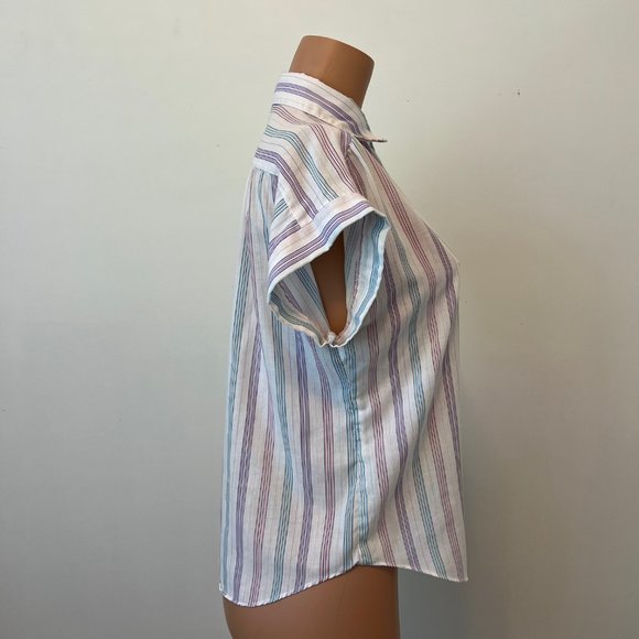 Vintage Pastel Striped Sleeveless Collared Button Up - Picture 5 of 8
